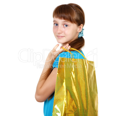 Pretty teenage girl with shopping bags