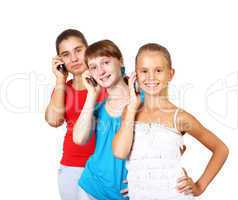 Pretty teenage girls with mobile phone