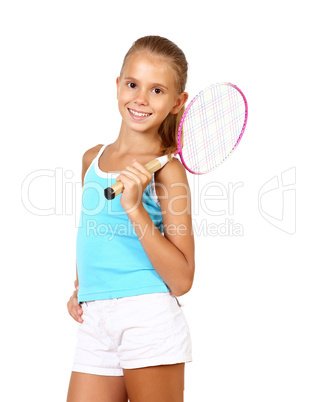 Pretty teenage girl with racket