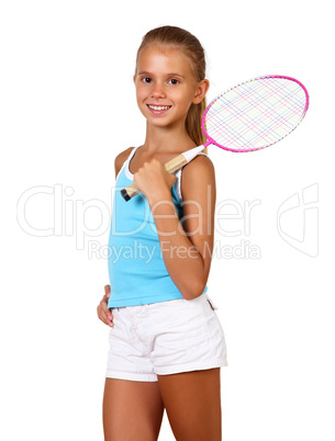 Pretty teenage girl with racket