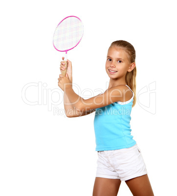 Pretty teenage girl with racket