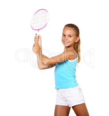 Pretty teenage girl with racket