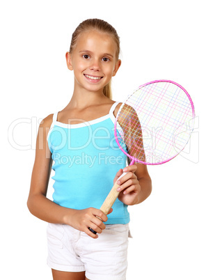 Pretty teenage girl with racket