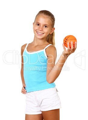 Pretty teenage girl with racket