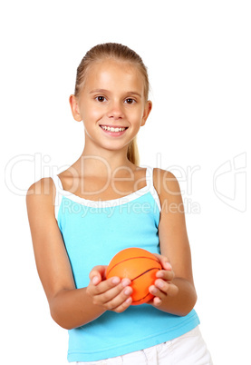 Pretty teenage girl with racket