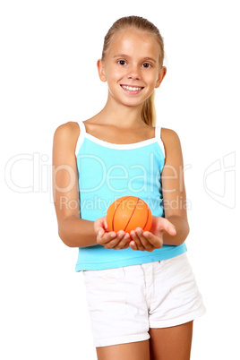 Pretty teenage girl with racket