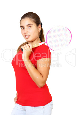 Pretty teenage girl with racket