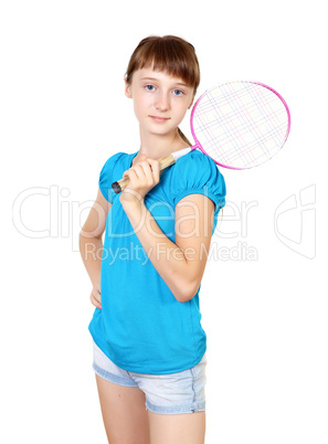 Pretty teenage girl with racket