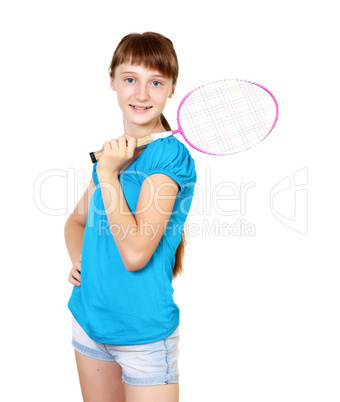Pretty teenage girl with racket