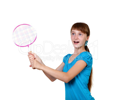Pretty teenage girl with racket