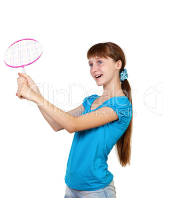 Pretty teenage girl with racket