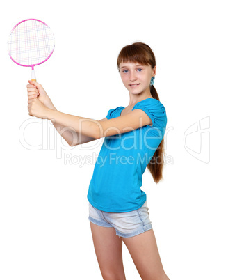 Pretty teenage girl with racket