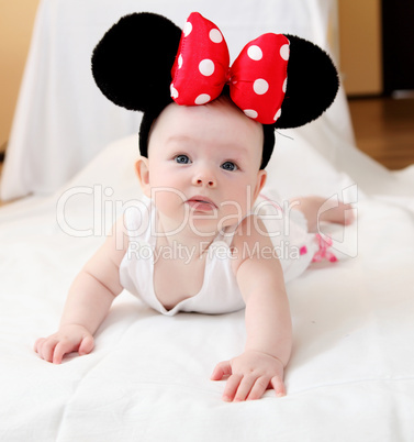 little baby with mouse ears