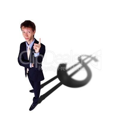 Businessman with shadow as a currency symbol