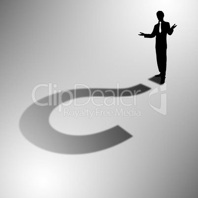 Businessman with shadow as a currency symbol