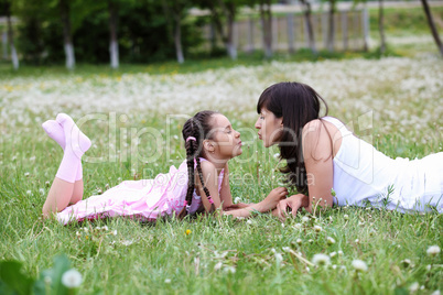 Young mother and her young daughter