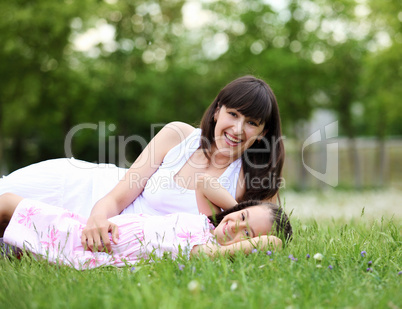 Young mother and her young daughter