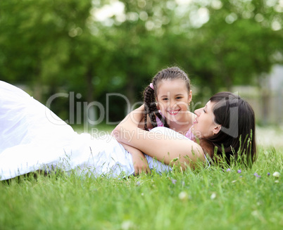 Young mother and her young daughter