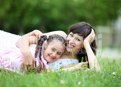 Young mother and her young daughter