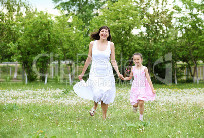 Young mother and her young daughter