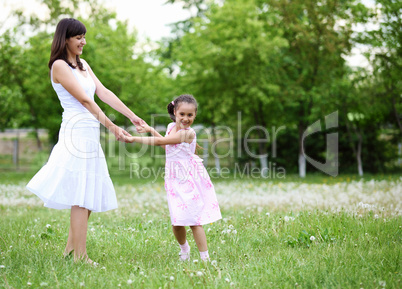 Young mother and her young daughter