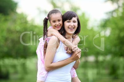 Young mother and her young daughter