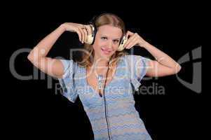 young girl with headphones