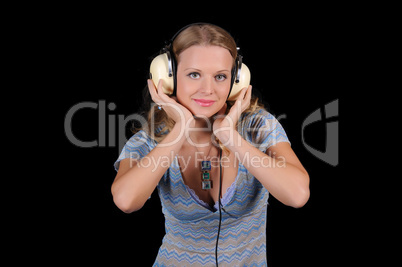 young girl with headphones