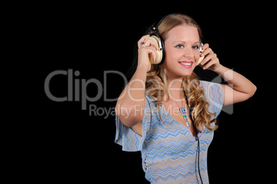 young girl with headphones