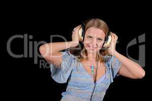 young girl with headphones