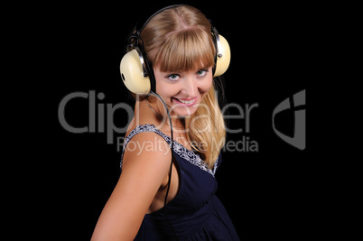 young girl with headphones