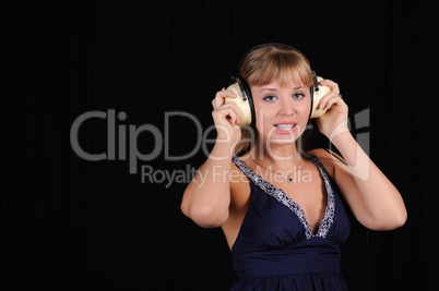 young girl with headphones