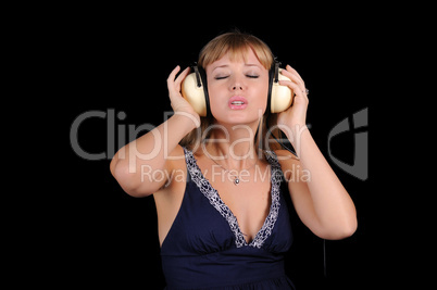 young girl with headphones