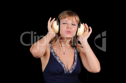 young girl with headphones