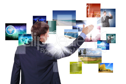 Man working with vurtial screens