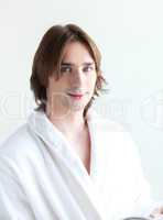 portrait of a young man in bath robe