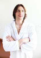 portrait of a young man in bath robe