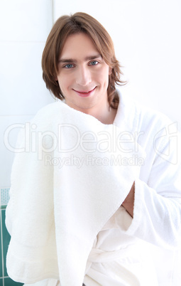 portrait of a young man in bath robe