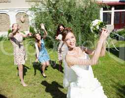 Young bride in white wedding dress