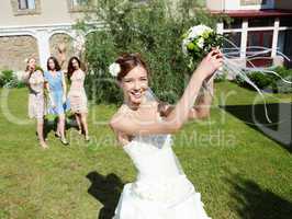 Young bride in white wedding dress