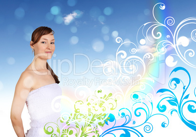 Woman against nature background