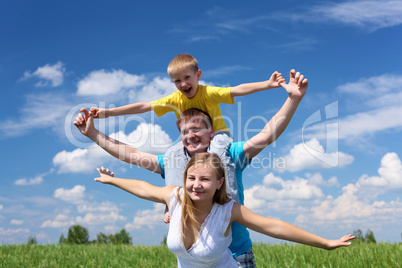 family with children in summer day outdoors