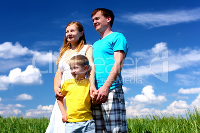 family with children in summer day outdoors