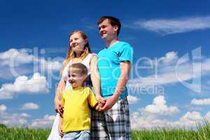 family with children in summer day outdoors