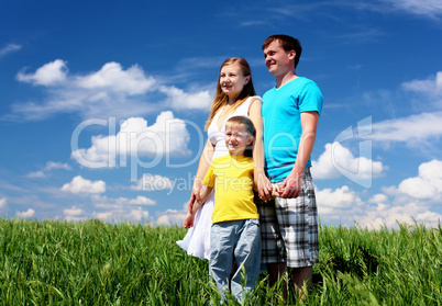 family with children in summer day outdoors