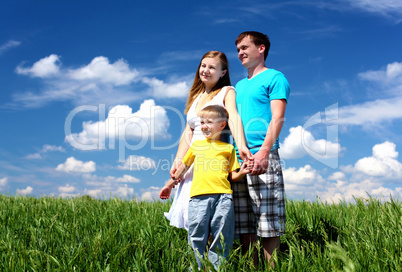 family with children in summer day outdoors