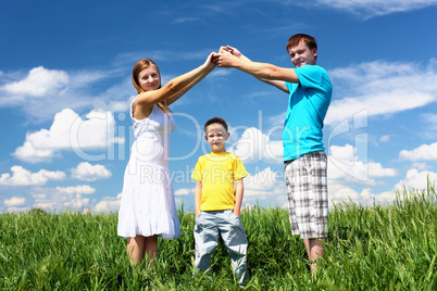 family with children in summer day outdoors