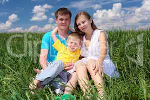 family with children in summer day outdoors