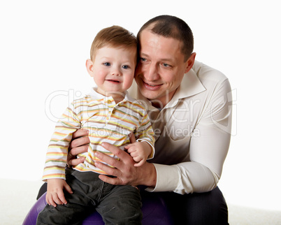 portrait of a father with his little son