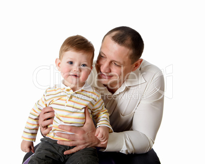 portrait of a father with his little son